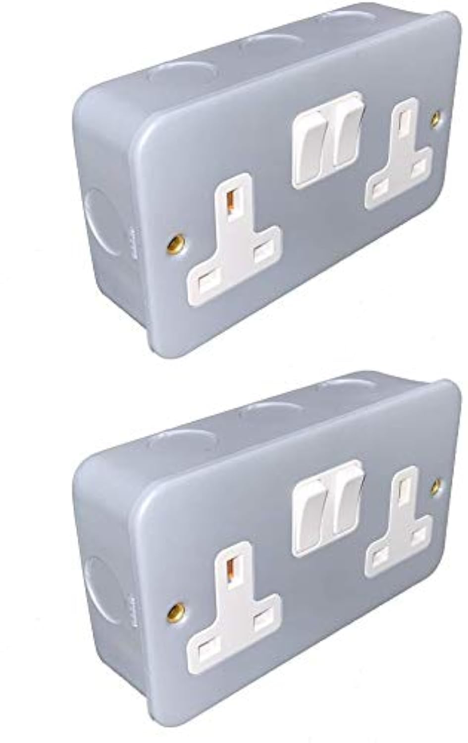 Metal Clad 13A Switched Socket 2 Gang Garage Double Outlet (2)