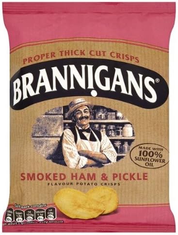 Brannigans Smoked Ham & Pickle Flavour Potato Crisps 36 x 40gram