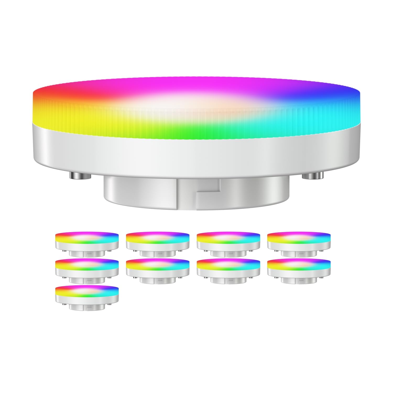 ledscom.de 10 Pieces GX53 LED RGB Bulbs, Warm White - Cool White (2900-6100 K), 6.6 W, 670lm, 107°, Smart Home, WLAN, Alexa, matt