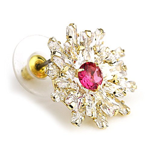 United Elegance - Timeless Faux Ruby Earrings with Dazzling Swarovski Style Crystals Set in Yellow Gold Tone (Ruby Red)