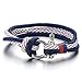 Man Women Steel Screw Anchor Shackles Blue Nautical Sailor Rope Cord Braided Wrap Bracelet Wristband
