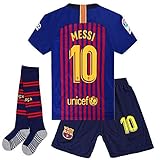 Cyllr Barcelona Home Kids/Youth 2018-2019 Season #10 Messi Socce Jersey Matching Shorts,Socks.Color Blue/Red Size 13-14Years(28)