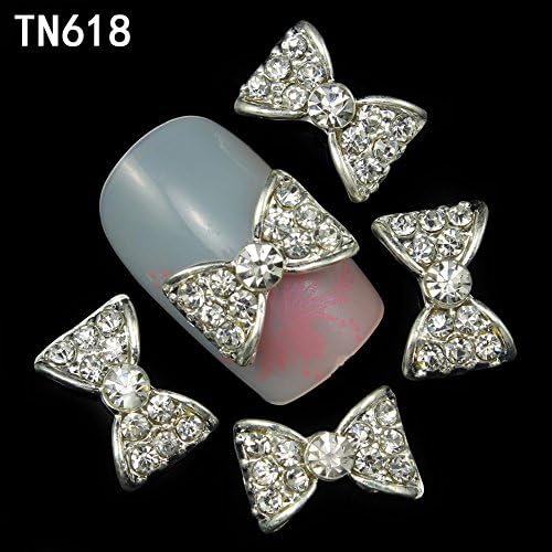10pcs 3d alloy nails art decoration bow design nail glitter rhinestone stickers nail tools
