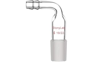 StonyLab Glass Bent Inlet Adapter with 19/22 Male Glass Joint and 9 mm Hose Connection Lab Glassware, 1 Pack