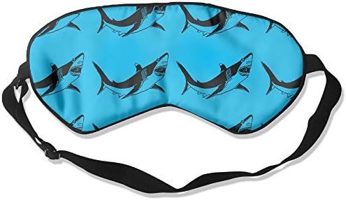 GUOFULIN Sleeping Eye Mask SHARK In Blue Background Silk Adjustable Eyeshade Silk Mask Shade