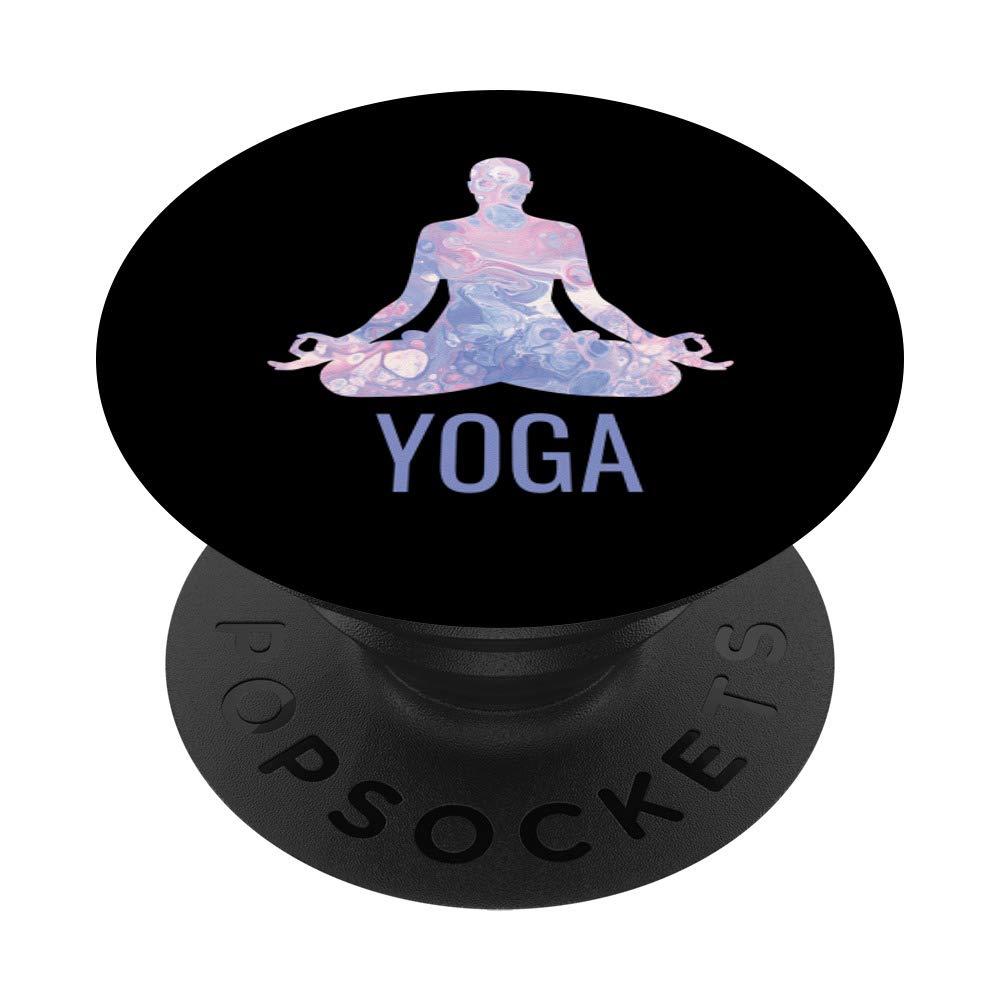 Yoga Gift Lotus Pose Psychedelic Retro Pattern PopSockets Grip and Stand for Phones and Tablets
