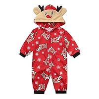 Mkcether Christmas Family Pajamas Daddy Mommy Kid Baby Boy Girl Reindeer Hood Romper Jumpsuit Christmas Outfit