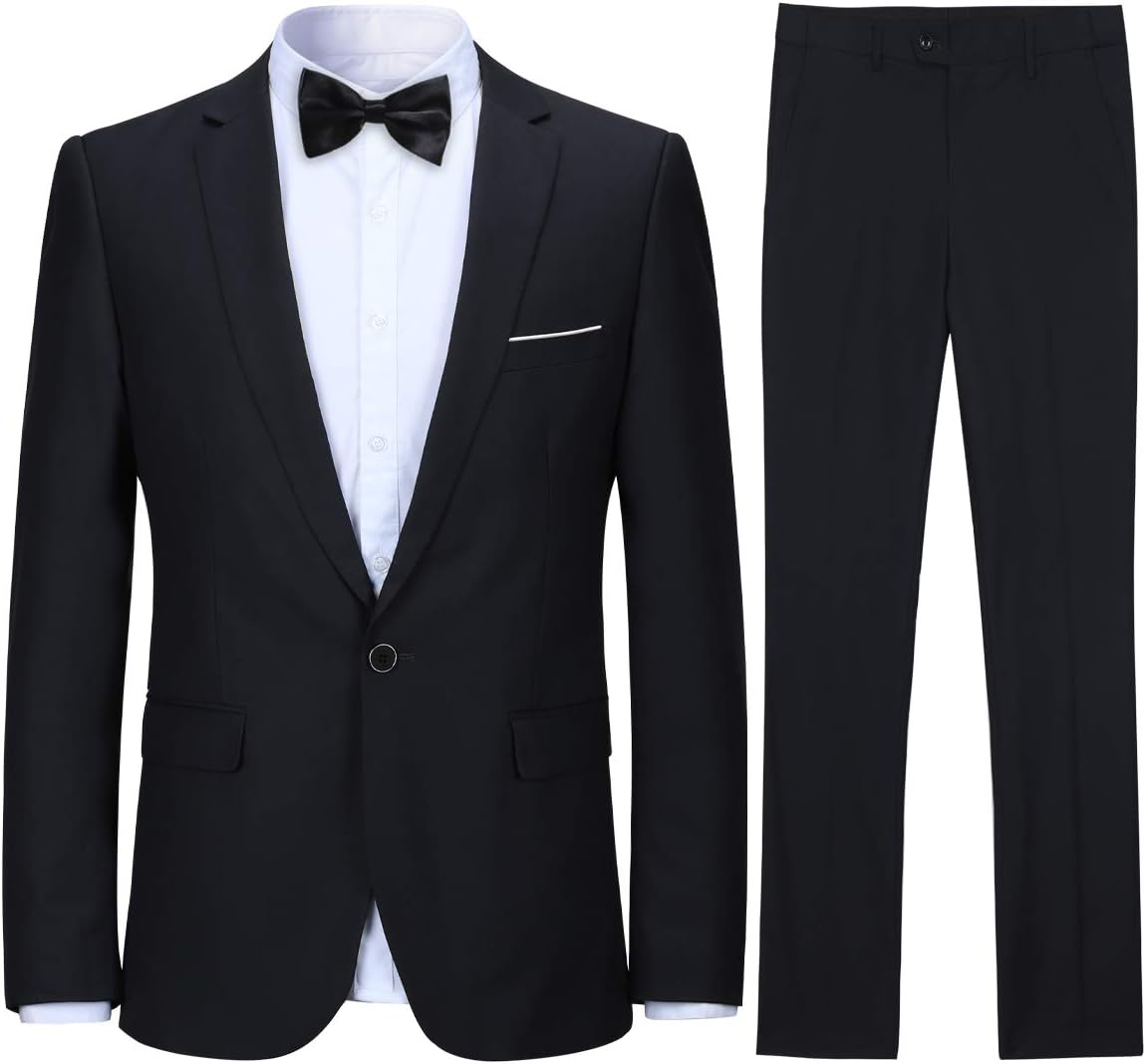 Mens Suits 2 Pieces Slim Fit Wedding Tuxedo Suit Jackets One Button Single Breasted Blazer Jacket