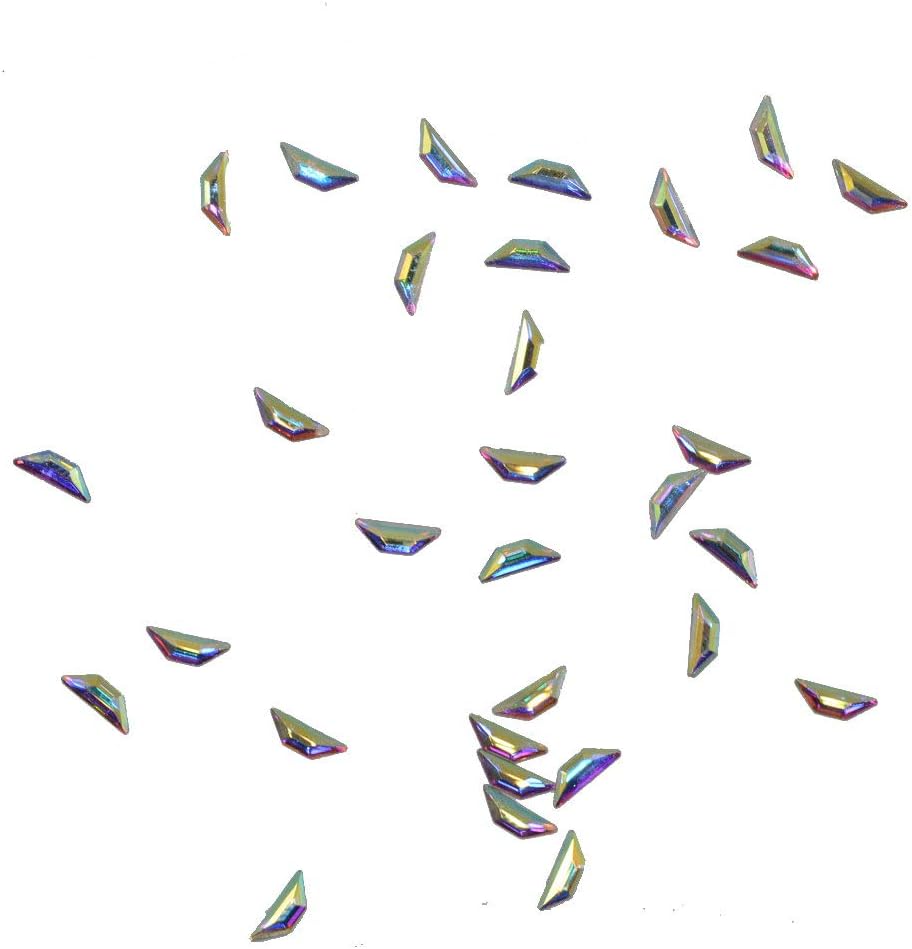 Queenme 120pcs Trapezoid Nail Crystals Flatback Rhinestones for Nails Glass Gems Stone Nail Art Decoration 3D Diamond Jewelry Accessories Salon Supplies Scrapbooking Phone Deco 2X6.5mm AB