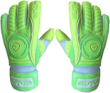 TimeBus Professional 4 mm German Latex Goalie Goalkeeper Gloves,Strong Grip for the Toughest Saves, with Finger Spines to Give Splendid Protection to Prevent Injuries (Professional Green, 7)