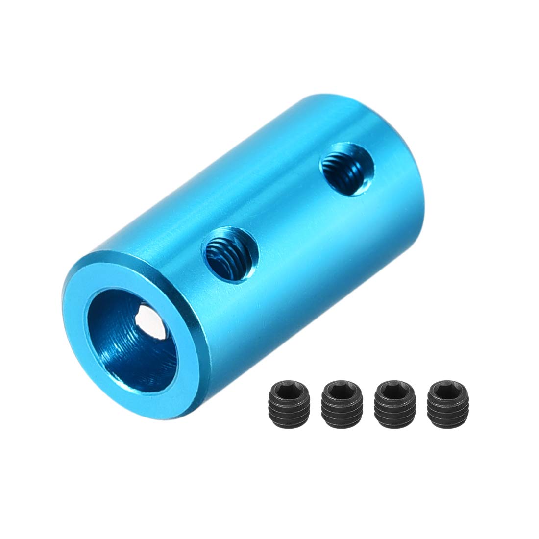 sourcing map 2mm to 6mm Bore Rigid Coupling Set Screw L20XD10 Aluminum Alloy,Shaft Coupler Connector,Motor Accessories,Light Blue,2pcs