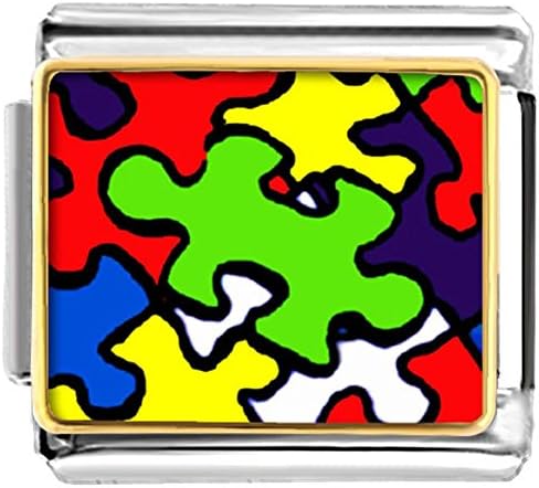 LuckyJewelry Autism Puzzle Awareness Nomination Etched Italian Charm Sale Cheap fit Bracelet Link