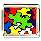 LuckyJewelry Autism Puzzle Awareness Nomination Etched Italian Charm Sale Cheap fit Bracelet Link