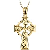 Biddy Murphy Celtic Cross Necklace Gold Plated Engraved Weave Made in Ireland