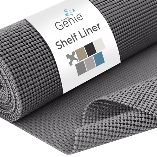 HOME GENIE Shelf Drawer and Cabinet Liner, Durable with Strong Grip, 17.5 IN x 20 FT, Non Adhesive Liners Protect Kitchen Cabinets and Cupboard, Pantry, Bathroom Drawers and Shelves, Desks, Slate Gray