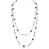 Ornaland Long Necklaces for Women Layered Necklaces Faux Pearl Necklaces Suitable for Prom Costume Jewelry(Black White)