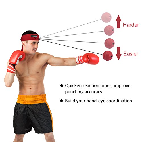 OUTFANDIA Boxing Reflex Ball Head Cap Punch Gloves 3pcs Boxing Gear Combo Gym Equipment Set - Fitness Accessories for Reflex Speed Training