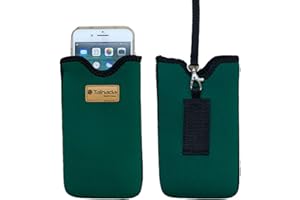 Tainada Men Women Neoprene Shockproof Phone Sleeve Pouch Carrying Case with Neck Lanyard, Belt Loop Holster for iPhone 16/15 Pro Max, 16/15 Plus, Samsung S24+, S23, Google Pixel 9 Pro XL (Dark Green)