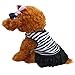 Binmer(TM)Cute Dog Clothes Pet Dog Costume Stripe T-shirt Skirt Puppy Princess Dress Dog Apparel (Black, S)