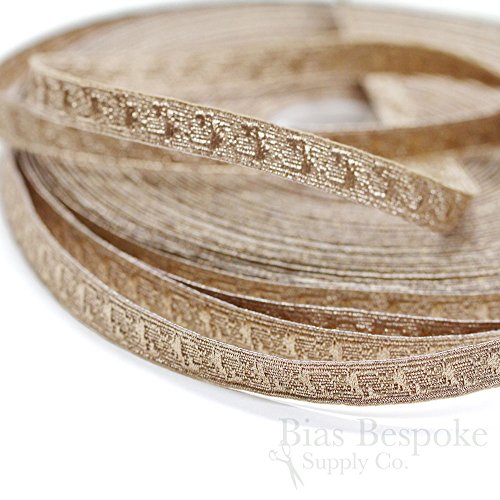 ADEL Narrow Tawny Gold Bullion Braid Trim with Abstract Pattern: 5 Yards