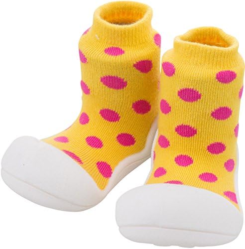 Attipas Baby First Walker Shoes (Large, Polka Yellow)