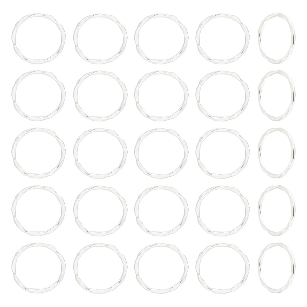 UNICRAFTALE Alloy 40pcs 22mm Tibetan Style Linking Rings Metal Wave Round Circle Frames Connectors O Pattern Rings Connectors Silver Earring Ring Jewelry Links For Bracelet Necklace Jewelry Making