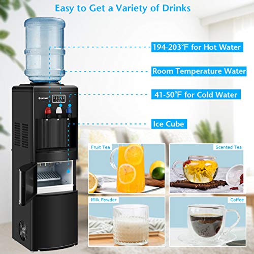COSTWAY 2in1 Water Cooler Dispenser with Builtin Ice Maker