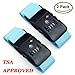Hibate TSA Lock Travel Luggage Strap Suitcase Belts - Blue, Pack of 2