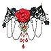 LEFINIS Red Flower Rose Beads Popular Girl Gothic Black Lace Collar Choker Necklace Bracelet