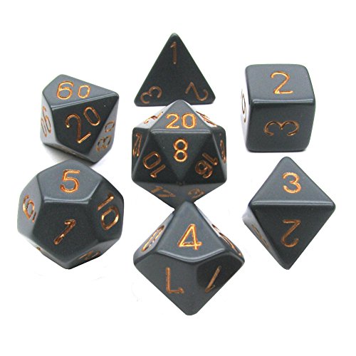 Chessex Dice: Polyhedral 7-Die Opaque Dice Set - Black with Gold
