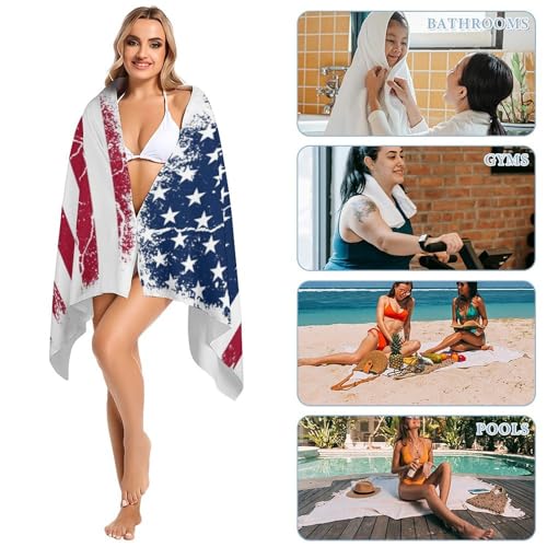 American Flag Microfiber Oversized Lightweight Beach Towel,Extra Large Towels Travel Swim Pool Yoga Gym Camping for Adults Women Men Beach Essentials Accessories Vacation Gift (C)