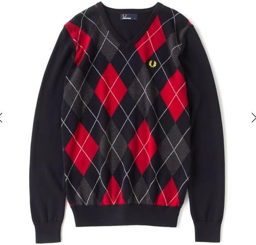 Amazon Fred Perry フレッドペリー 長袖 Vネックニット セーター アーガイル ニット メンズ 429 Navy Lサイズ K7257 L 429 セーター 通販