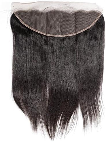 A2ZWIG Brazilian Remy Human Hair 13x4 Pre Plucked Natural Hairline Bleached Knots Lace Frontal Straight Closure (12 Inch, Free Part)