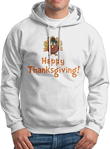 Male's Thanksgiving Owl Fashion Sweatshirts Small White