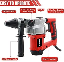 1-1/4 Inch SDS-Plus 13 Amp Heavy Duty Rotary Hammer