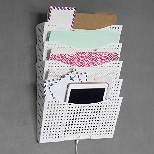 Wallniture Dots Lisbon 15Tier White Wall File Holder for Organization