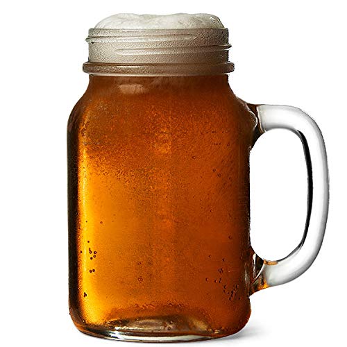 bar@drinkstuff Mason Drinking Jar Glasses Pack of 4, 20oz/568ml Vintage Style Mason Jar Tumblers with Handles - Image 3