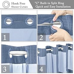 Gibelle No Hook Waffle Weave Shower Curtain with
