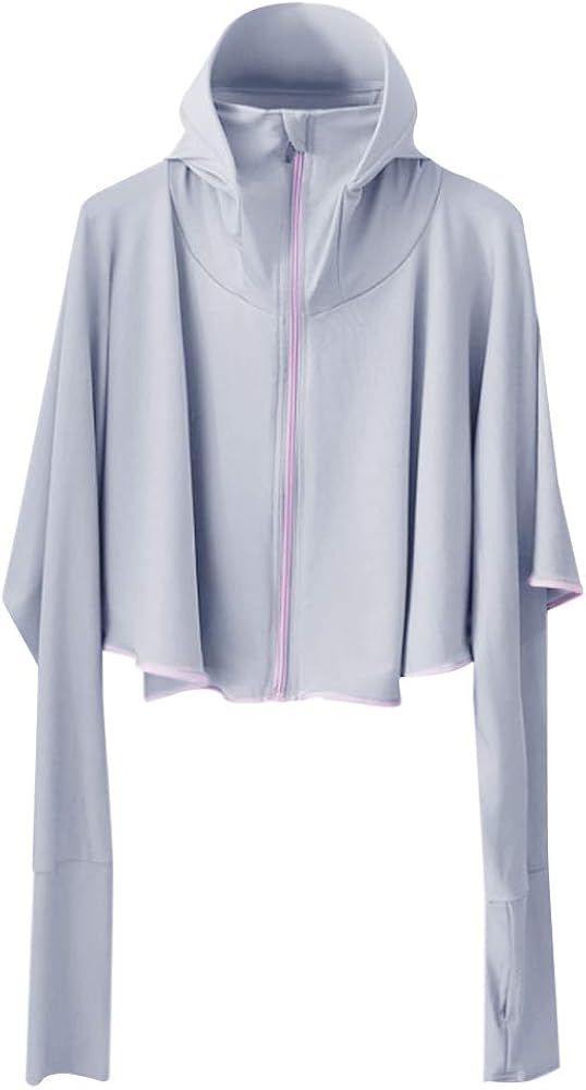 Rebecca Women Sunscreen UV Protection Jacket Quick Dry Sun Protection Hooded Coat Cap (Blue): Clothing