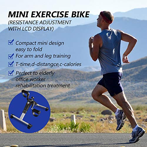 ORFORD Pedal Exerciser, Portable Exercise Bike , Folding Peddler Under Desk, Exercise Bicycles for Seniors with LCD Display for Arms, Legs, Black