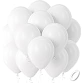 Bezente White Balloons 100 Pack 12 inch Latex Party Birthday Decorations | White Balloons for 4th of July Independence Day Patriotic Graduation Wedding Engagement Decorations