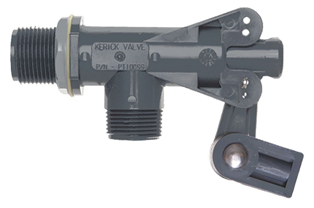 Kerick Valve PT100SS PVC Float Valve, Tank Mount, 60 gpm at 60 psi, 1