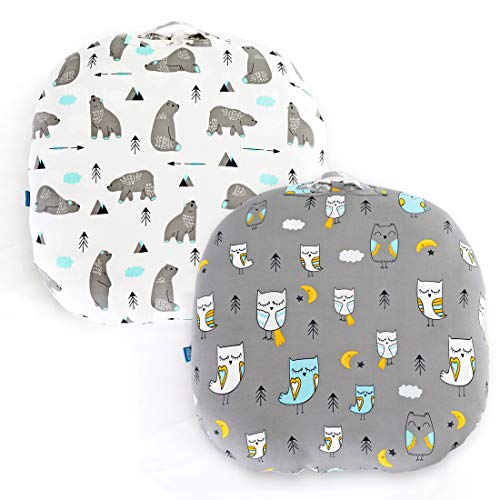 Stretchy Newborn Lounger Cover 2 Pack Sung Fitted Removable Slipcover,Ultra Soft Breathable,Owl & Bear