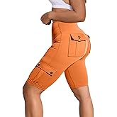 gymfrog Womens Workout Shorts with Cargo Pockets High Waisted Scrunch Butt Gym Biker Booty Shorts