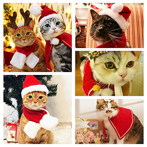 Legendog Cat Costumes Christmas Pet Costumes Red Velvet Pet Cape Pet Apparel for Small Dogs and Cats