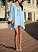 Viwenni Sexy Womens V-Neck Loose Irregular Hem Summer Chiffon Short Beach Dress,Sky Blue,Medium