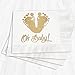 Oh Baby Feet Beverage Cocktail Napkins/Set Of 25 White Paper Napkins With Gold Foil Baby Feet Imprint