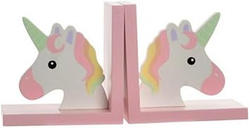 2 X Buchstutze Einhorn Fur Kinderzimmer Regal Set Unicorn Bunt Rosa Amazon De Burobedarf Schreibwaren