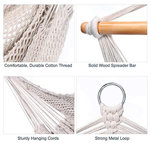 E EVERKING Hanging Rope Mesh Hammock Chair Swing, Cotton Rope Mayan Hammock Chair, Netted Hanging Chair Swing Seat for Outdoor Indoor Yard Bedroom Patio Porch, 300lbs Weight Capacity