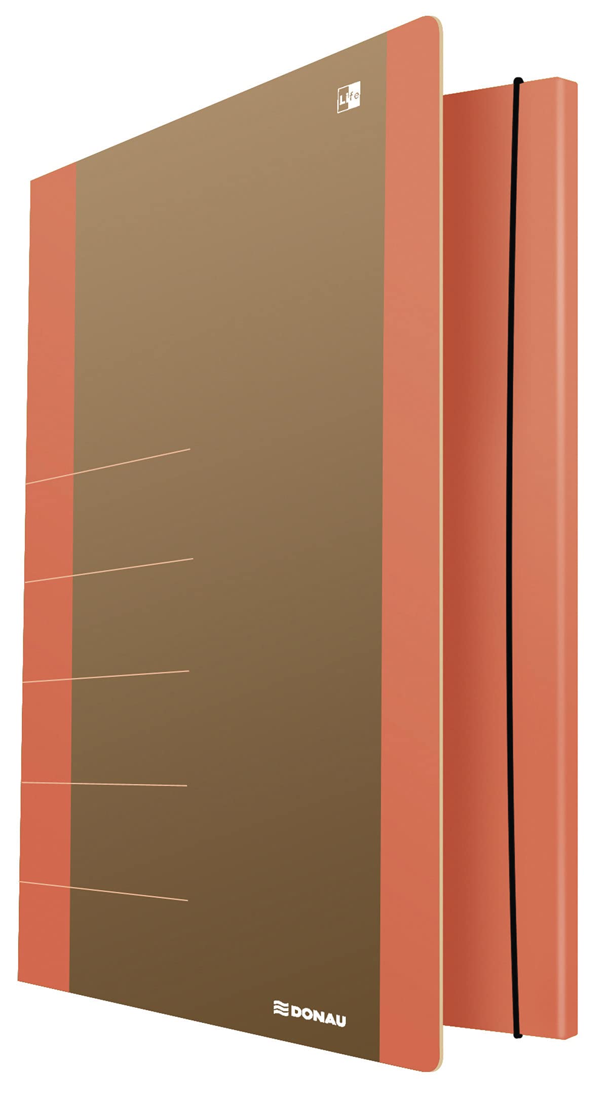 Cardboard Folder with Elastic Band DONAU Life 500gsm A4 Orange/Document Archiving/Type-3-flap/Kind-with Eraser/Material-Cardboard/Colour-Orange/Format-A4 / Weight (g/m2)-500